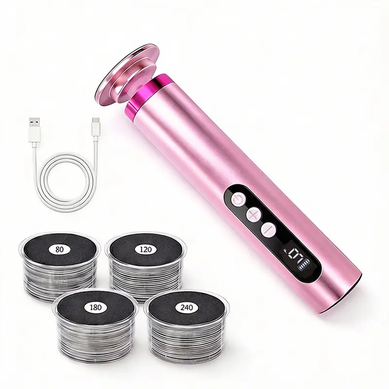Professional Electric Foot File Scrubber with 40 Replacement Discs - Premium Aluminum Body Callus Remover for Dry Feet, 2000mAh Fast Charge & 9-Speed Digital Control Pedicure Care System Nail Care